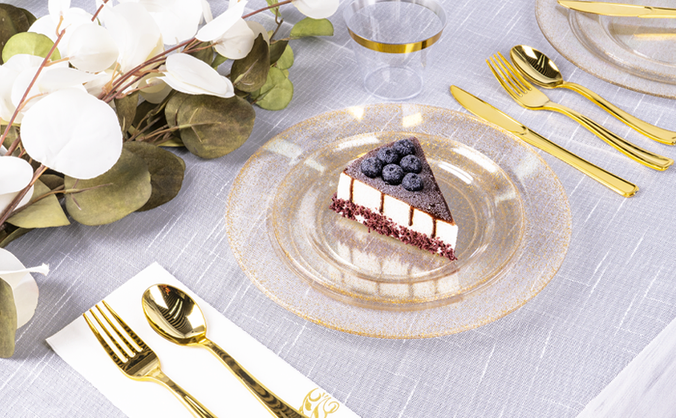 10.25& 7.5 Clear Gold Glitter Setsa5