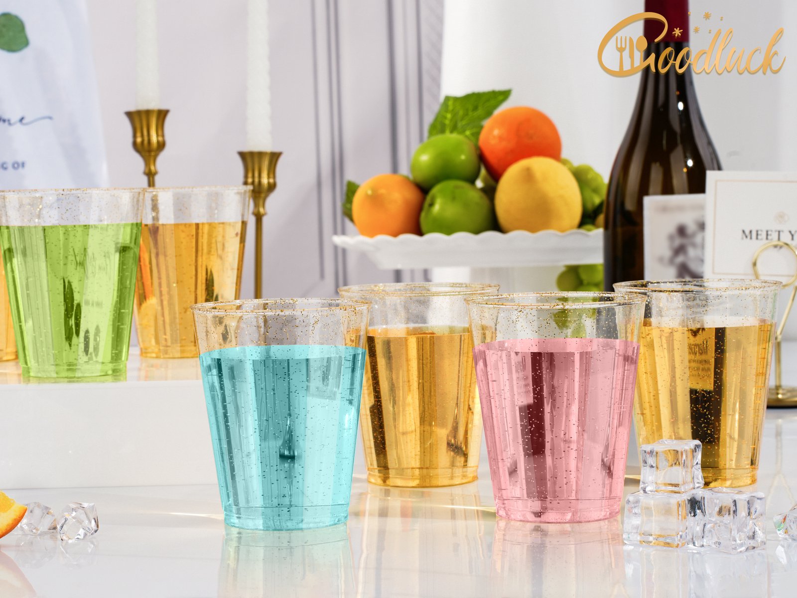 10oz Gold Glitter Plastic Cups a1