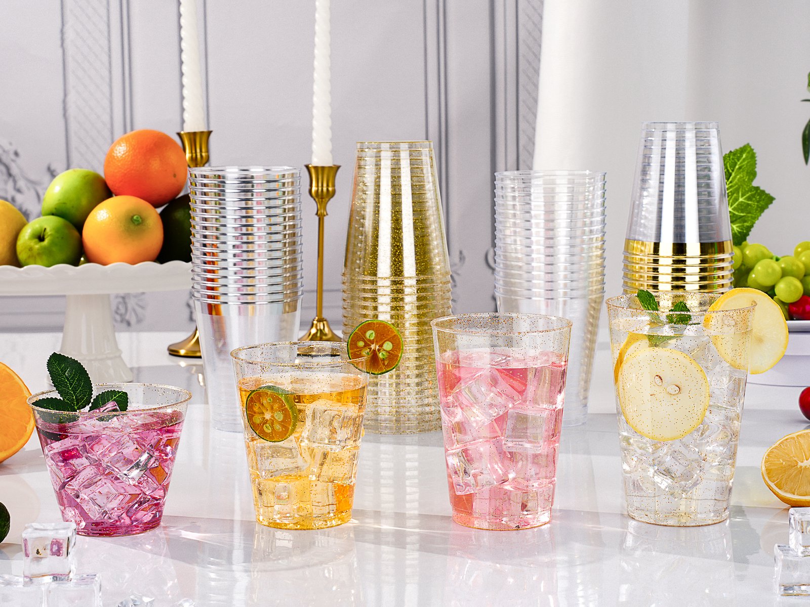 10oz Gold Glitter Plastic Cups a2