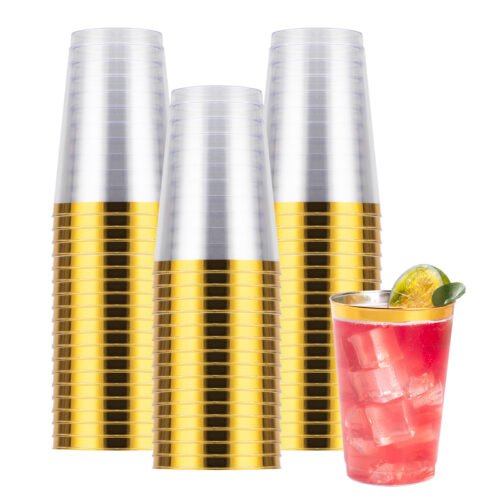 12oz Disposable Gold Plastic Cups