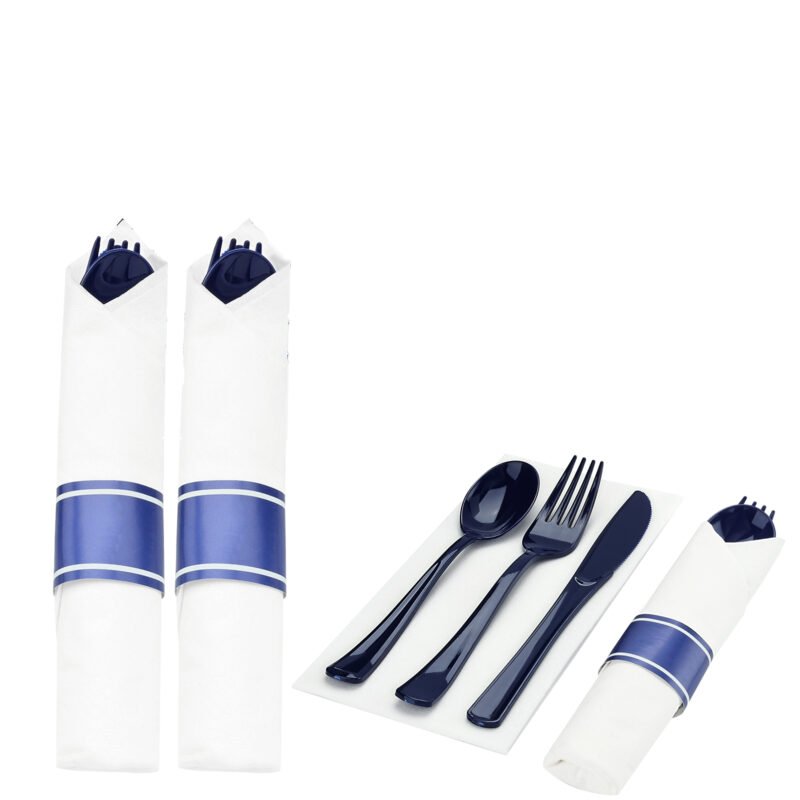 Blue Rolled Plastic Cutlery Sets