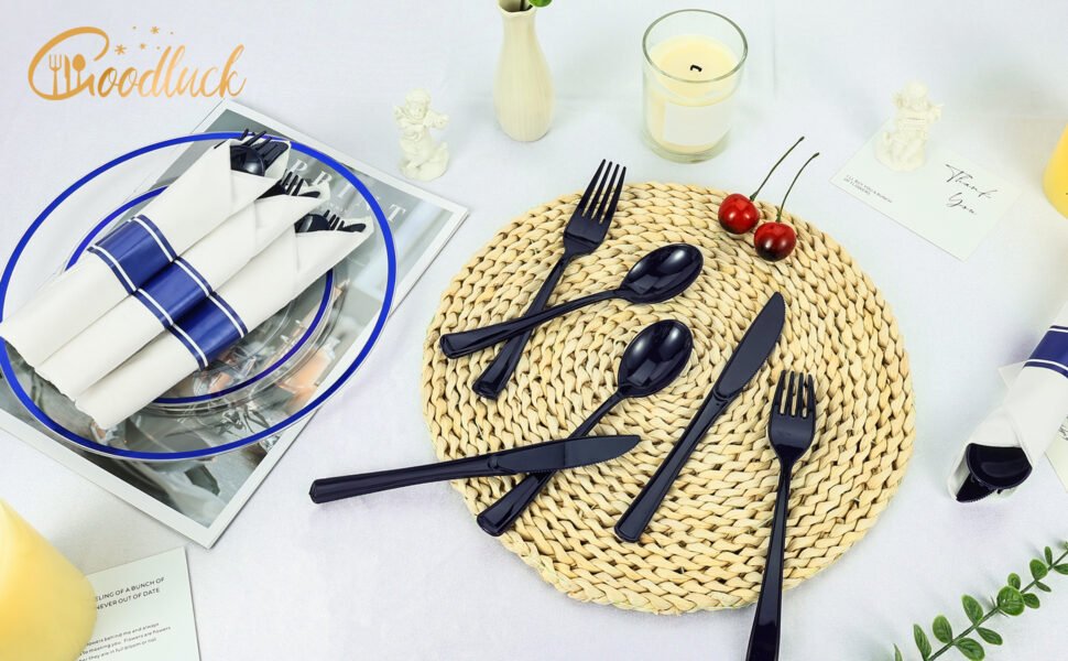 Blue Rolled Plastic Cutlery Sets A1