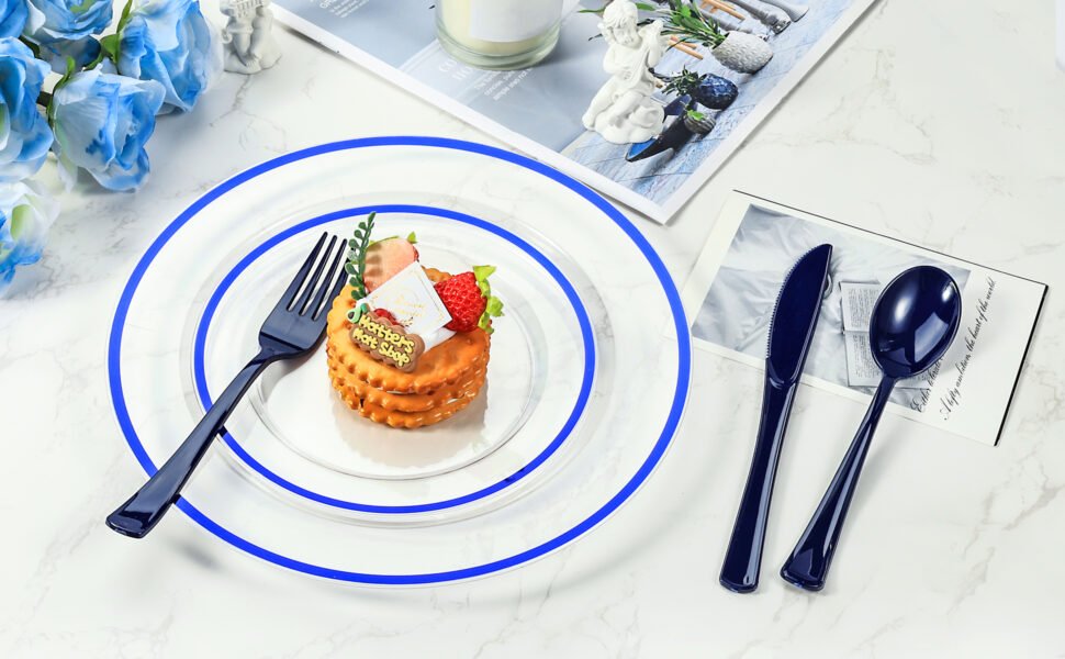 Blue Rolled Plastic Cutlery Sets A6