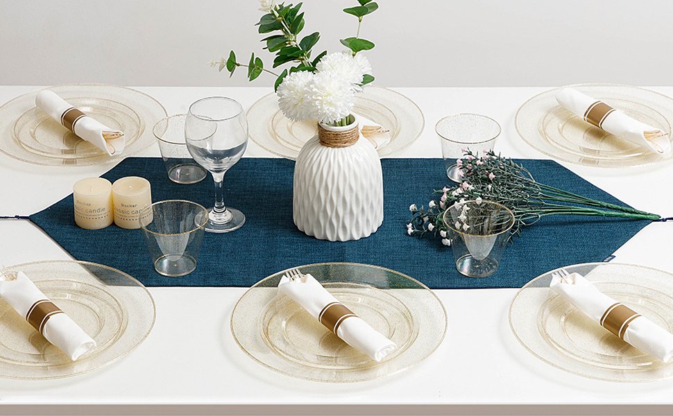 Disposable Gold Glitter Plastic Dinnerware Sets with Rolled Napkins A4