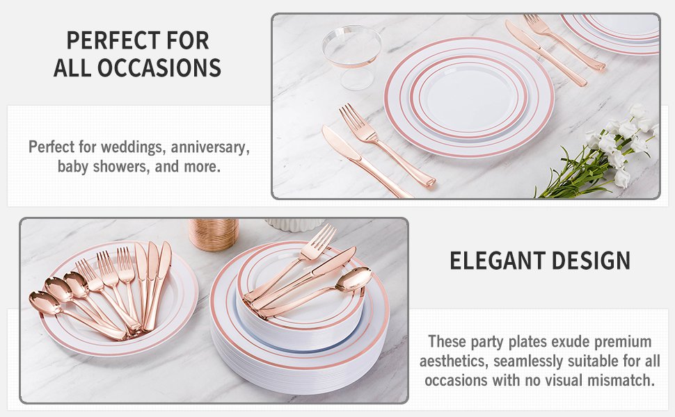 Disposable Rose Gold Plastic Dinnerware Sets a3