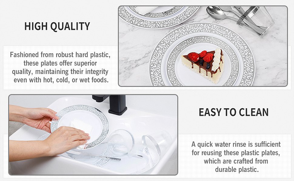 Disposable Silver Lace Plastic Dinnerware Setsa3