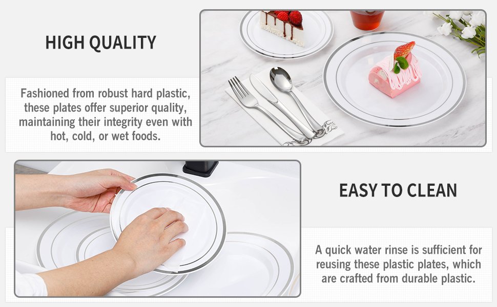 Disposable Silver Plastic Dinnerware Sets with Napkins A3