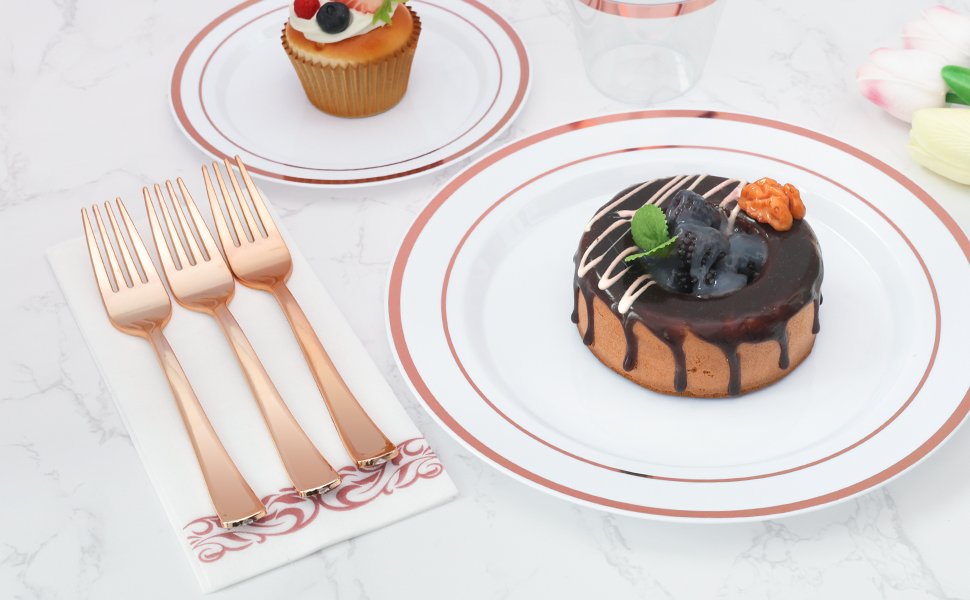 Goodluck Rose Gold Plastic ForksA1