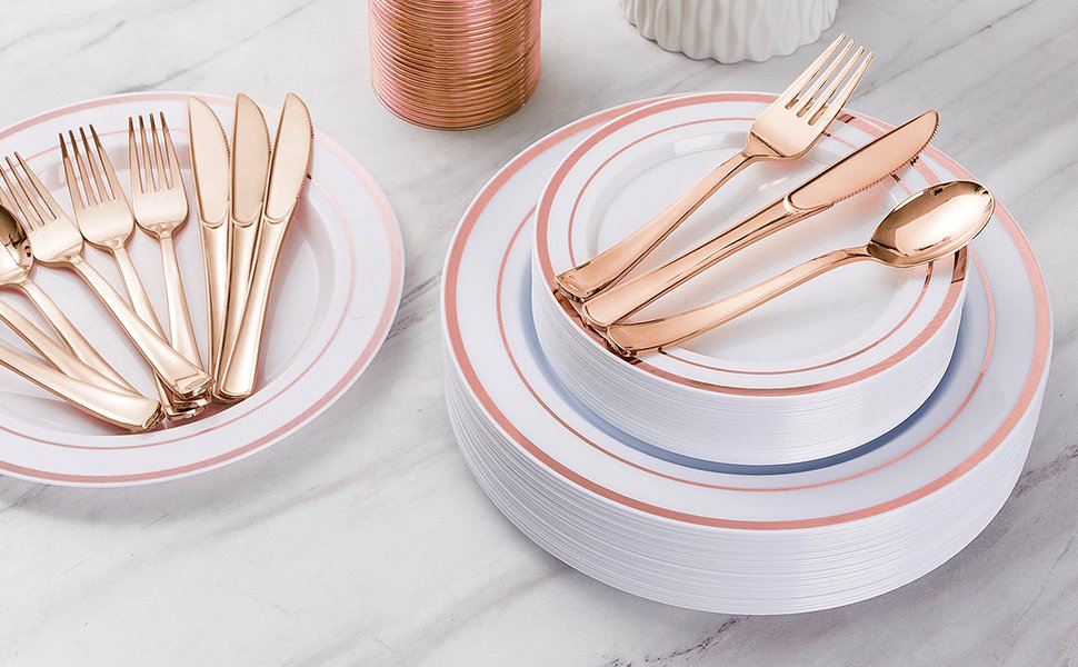 Goodluck Rose Gold Plastic ForksA3