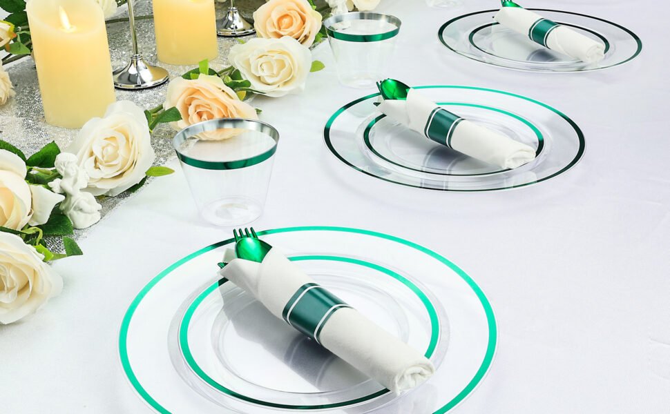 Green Rolled Plastic Cutlery Sets a7