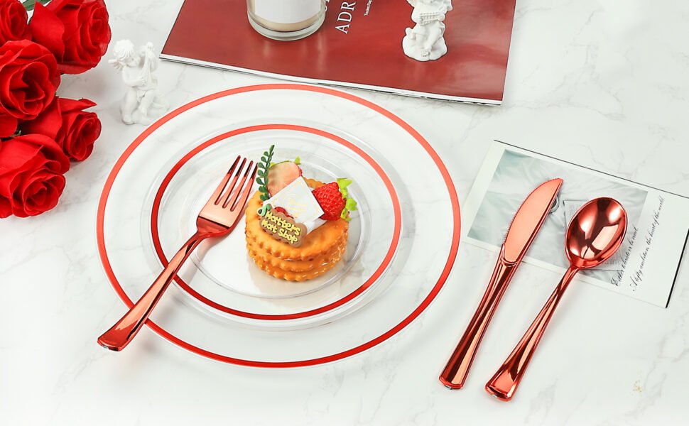 Red Rolled Plastic Cutlery Sets a5