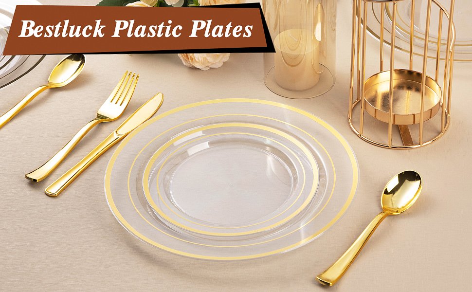 10.25& 7.5 Clear Gold Plates Sets A1