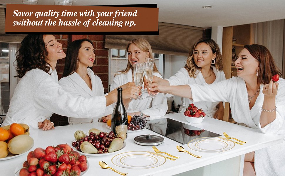 10.25& 7.5 Clear Gold Plates Sets A2