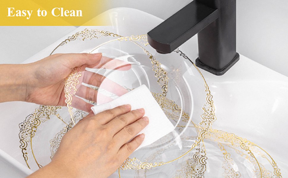 10.25& 7.5 Clear Gold Retro Plates Sets 2