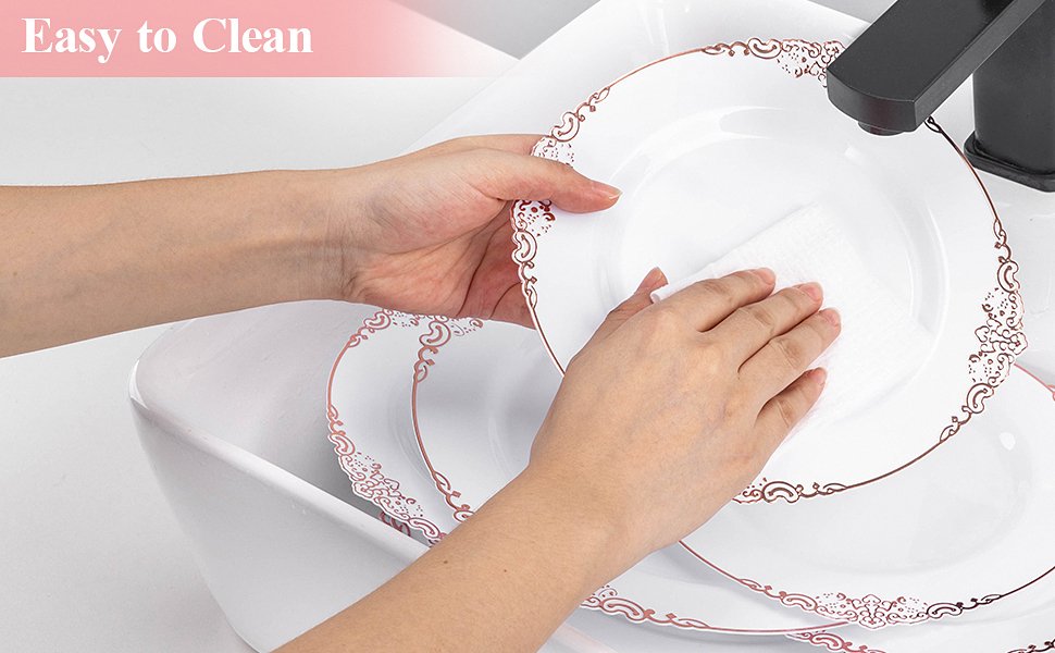 10.25& 7.5 White Rose Gold Retro Plates Sets a2