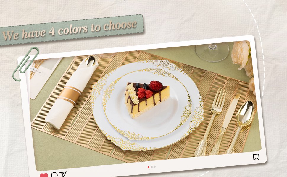 10.25&7.5 White Gold Retro Plastic Dinnerware Sets A4