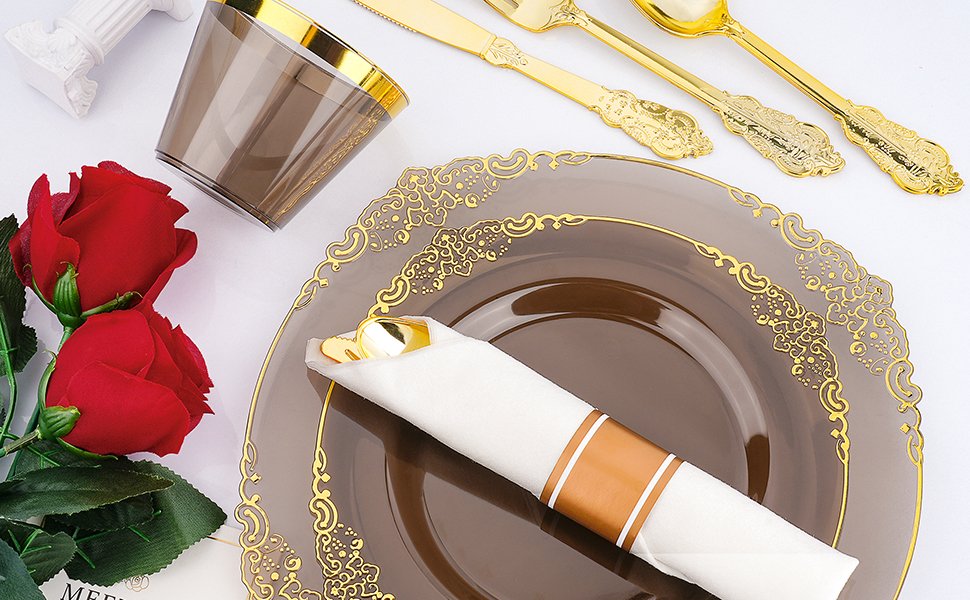 Clear Black Rolled Plastic Dinnerware Set A2