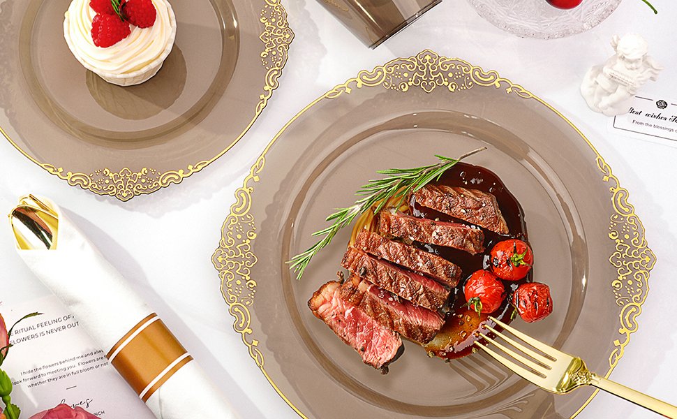 Clear Black Rolled Plastic Dinnerware Set A4