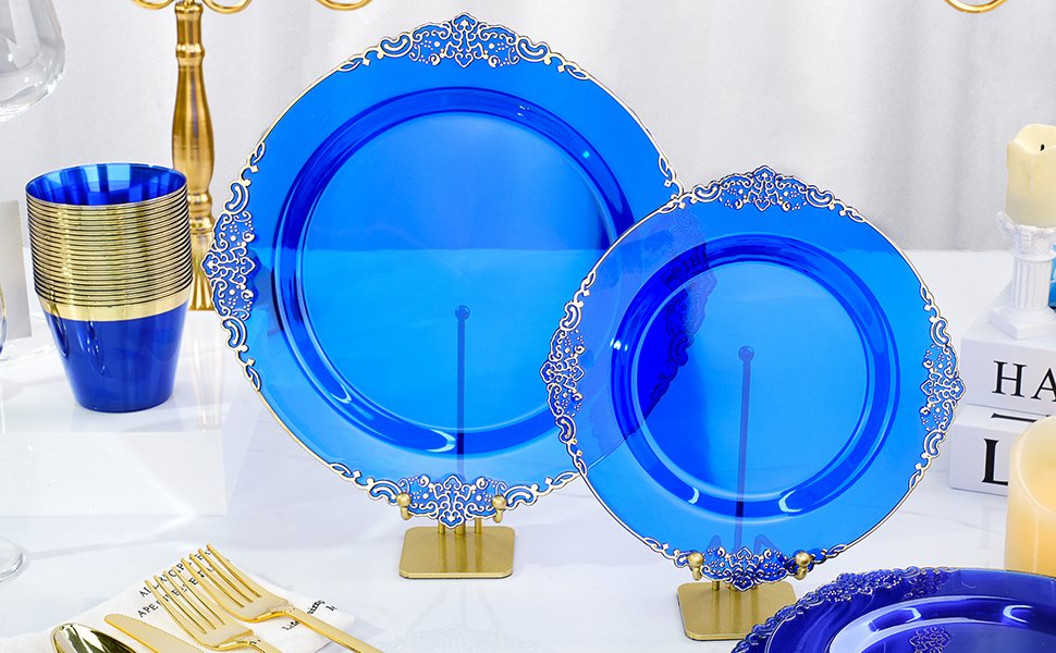 10.4&8.3 Clear Blue Plastic Dinnerware Sets A2