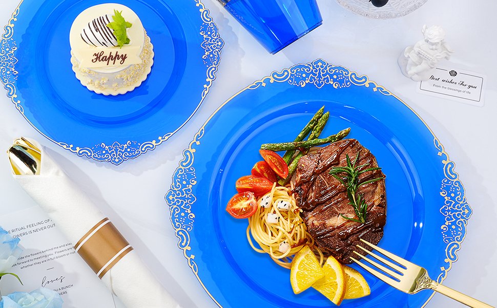 10.4&8.3 Clear Blue Plastic Dinnerware Sets A5
