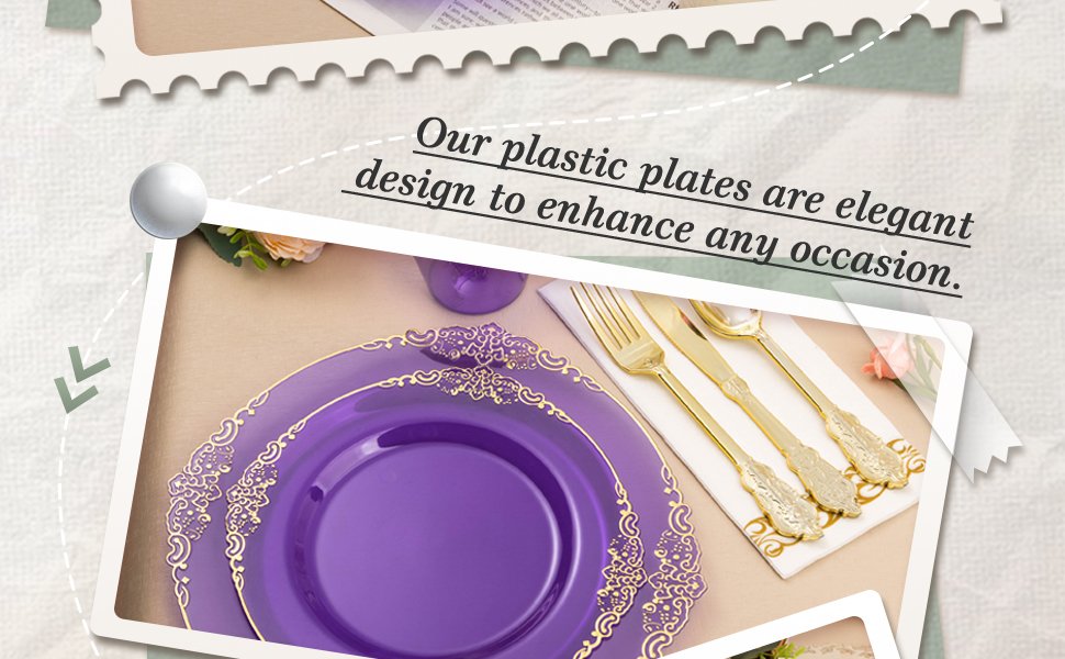 10.4&8.3 Clear Purple Plastic Dinnerware Sets A2