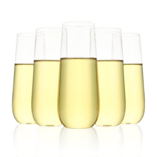 9oz Clear Round Plastic Champagne Flutes