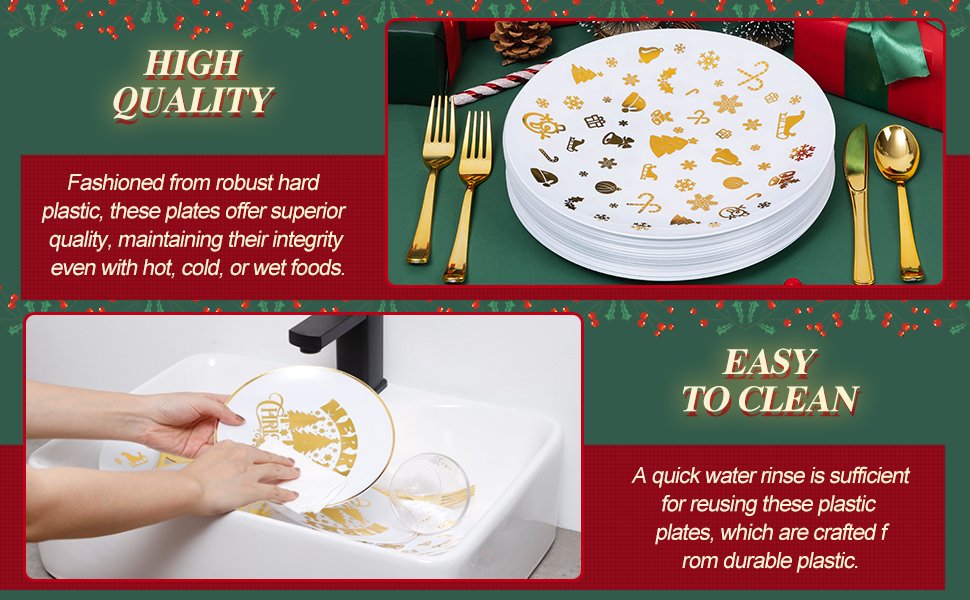 Christmas Disposable Gold Plastic Dinnerware Sets a3