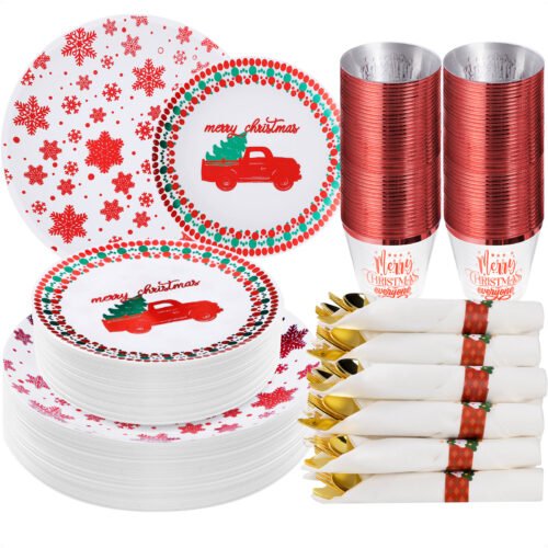 Christmas Disposable Plastic Dinnerware Sets
