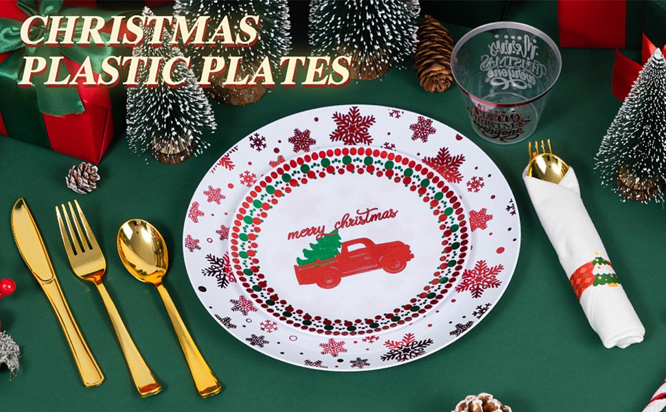 Christmas Disposable Plastic Dinnerware Sets A1