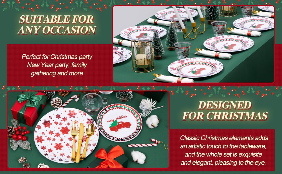 Christmas Disposable Plastic Dinnerware Sets A2
