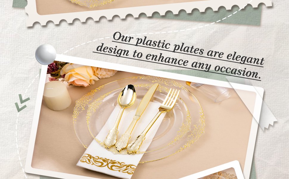 Clear Gold Retro Plastic Dinnerware Sets A2