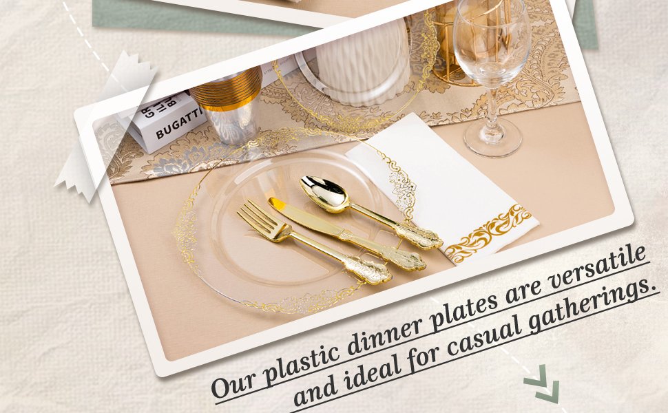 Clear Gold Retro Plastic Dinnerware Sets A3