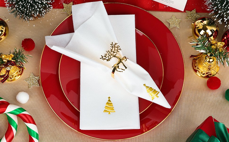 Gold Christmas Tree Napkins A2