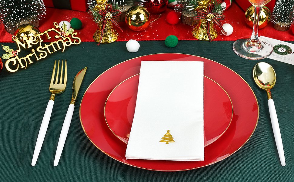 Gold Christmas Tree Napkins A3
