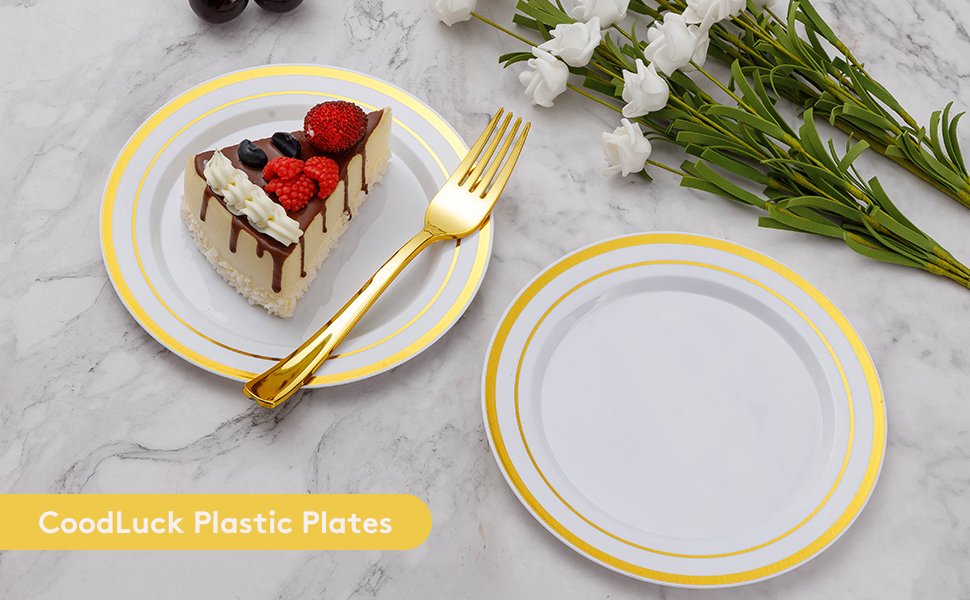 Gold Round Plates with Forks A1