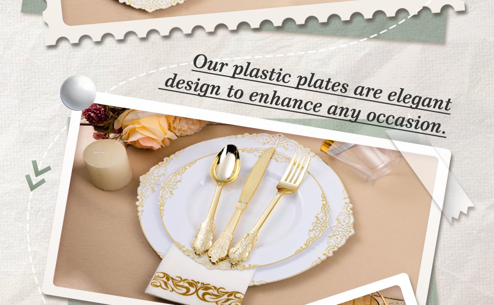 White Gold Retro Plastic Dinnerware Sets A2