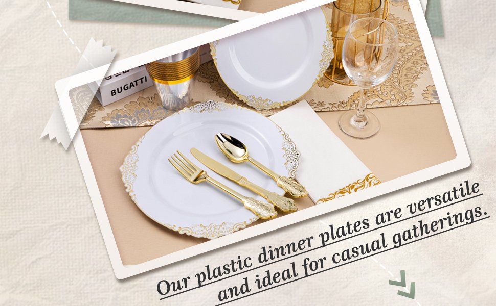 White Gold Retro Plastic Dinnerware Sets A3