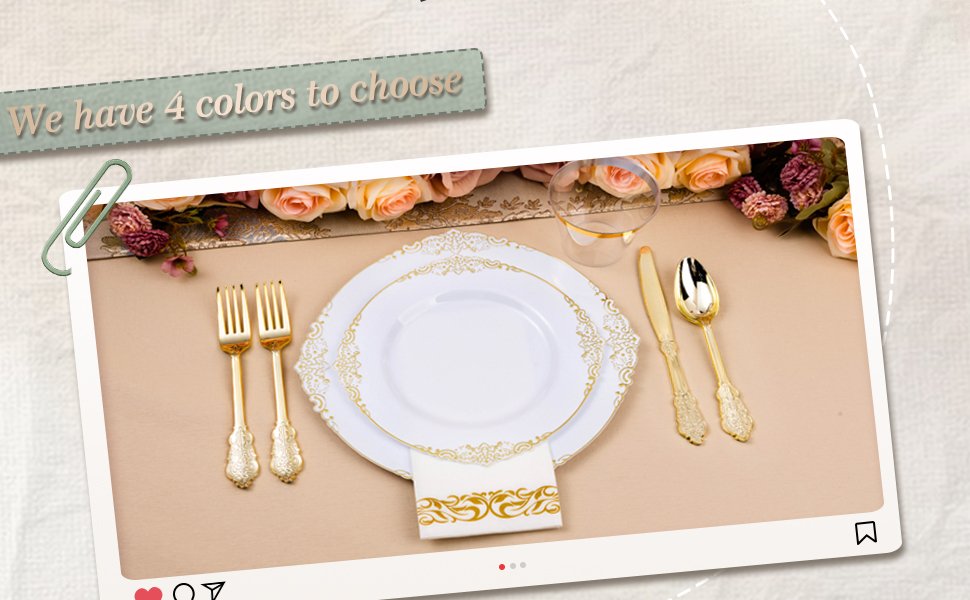 White Gold Retro Plastic Dinnerware Sets A4