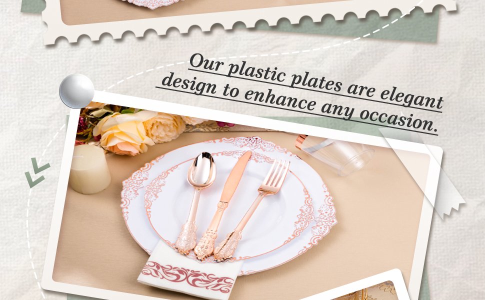 White Rose Gold Retro Plastic Dinnerware Sets A2