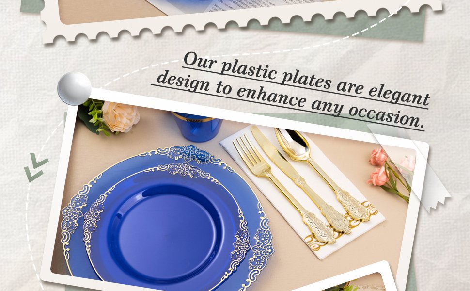 10.4"&8.3" Clear Blue Plastic Dinnerware Sets A2