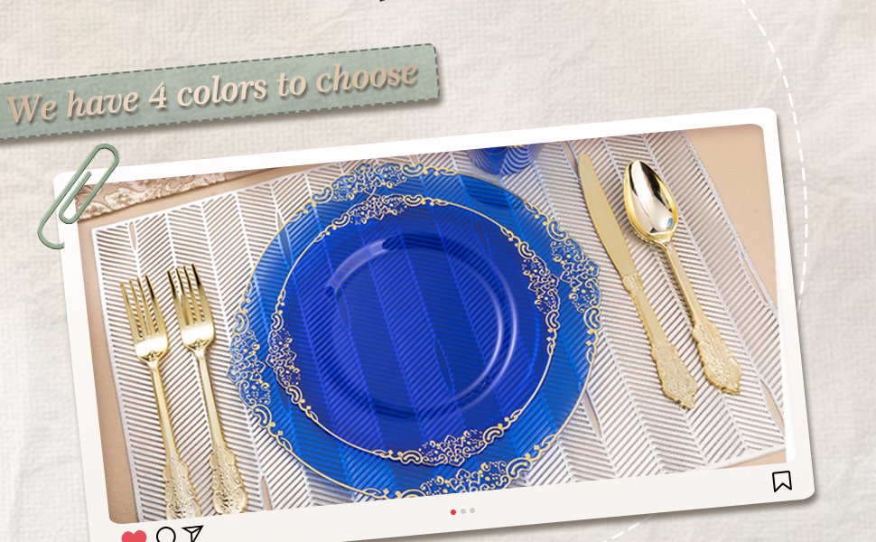 10.4"&8.3" Clear Blue Plastic Dinnerware Sets A4