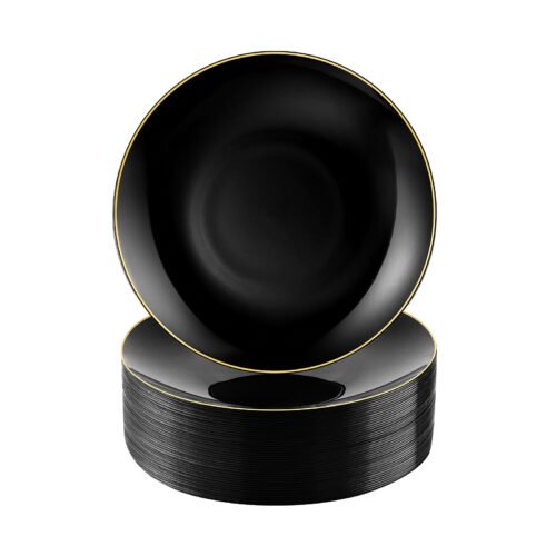 7.5 Black Plates with Gold Rim