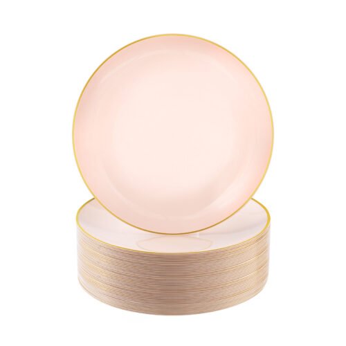 7.5 Pink Plates with Gold Rim