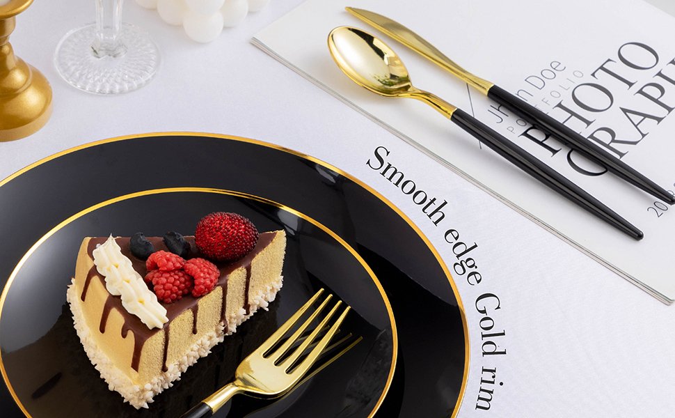 Black Plates with Gold Rim A3