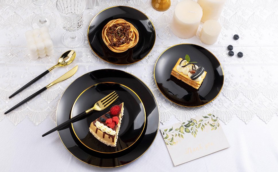 Black Plates with Gold Rim A5