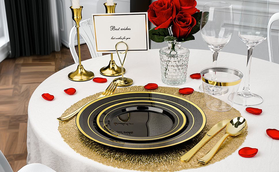 Black and Gold-rimmed Dinnerware Sets A2