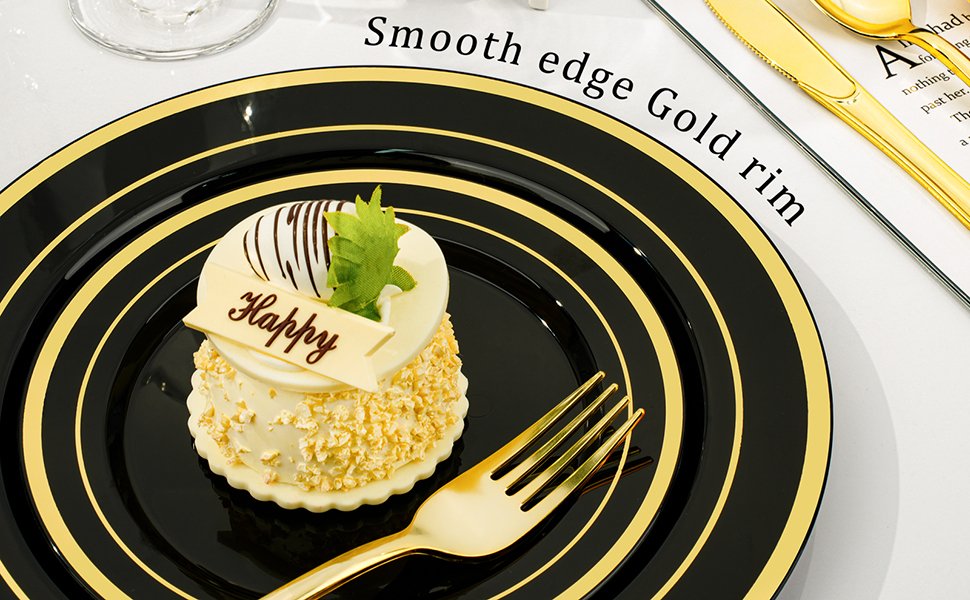 Black and Gold-rimmed Dinnerware Sets A3