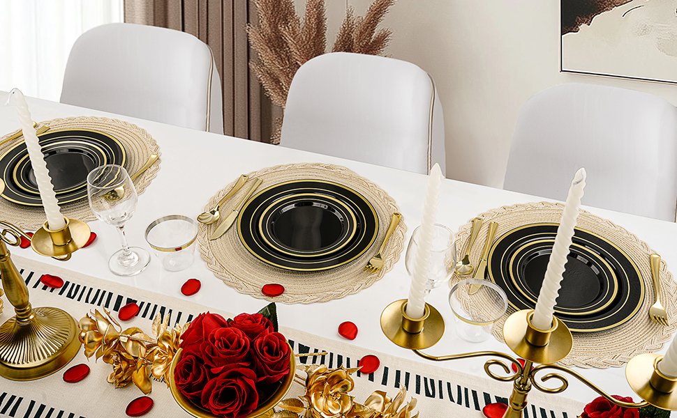 Black and Gold-rimmed Dinnerware Sets A4