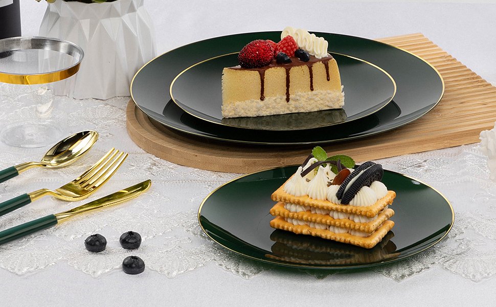 Green Plates with Gold Rim A2