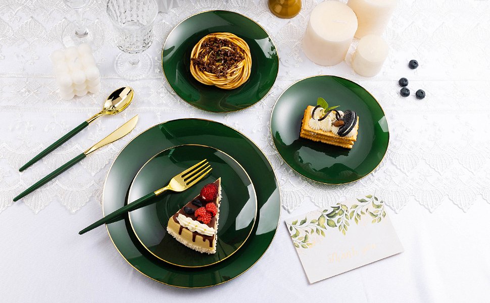 Green Plates with Gold Rim A5
